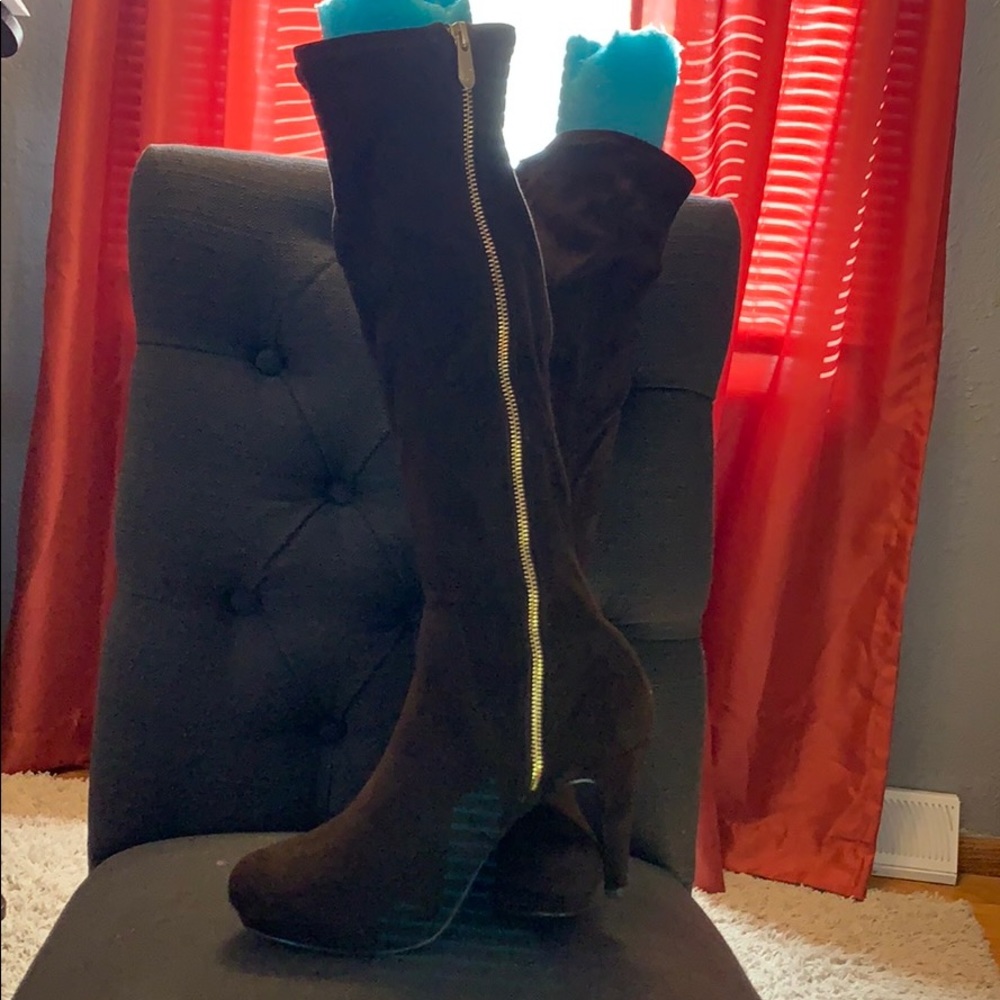 Adrienne Vittadini Brown Suede Knee High Boot